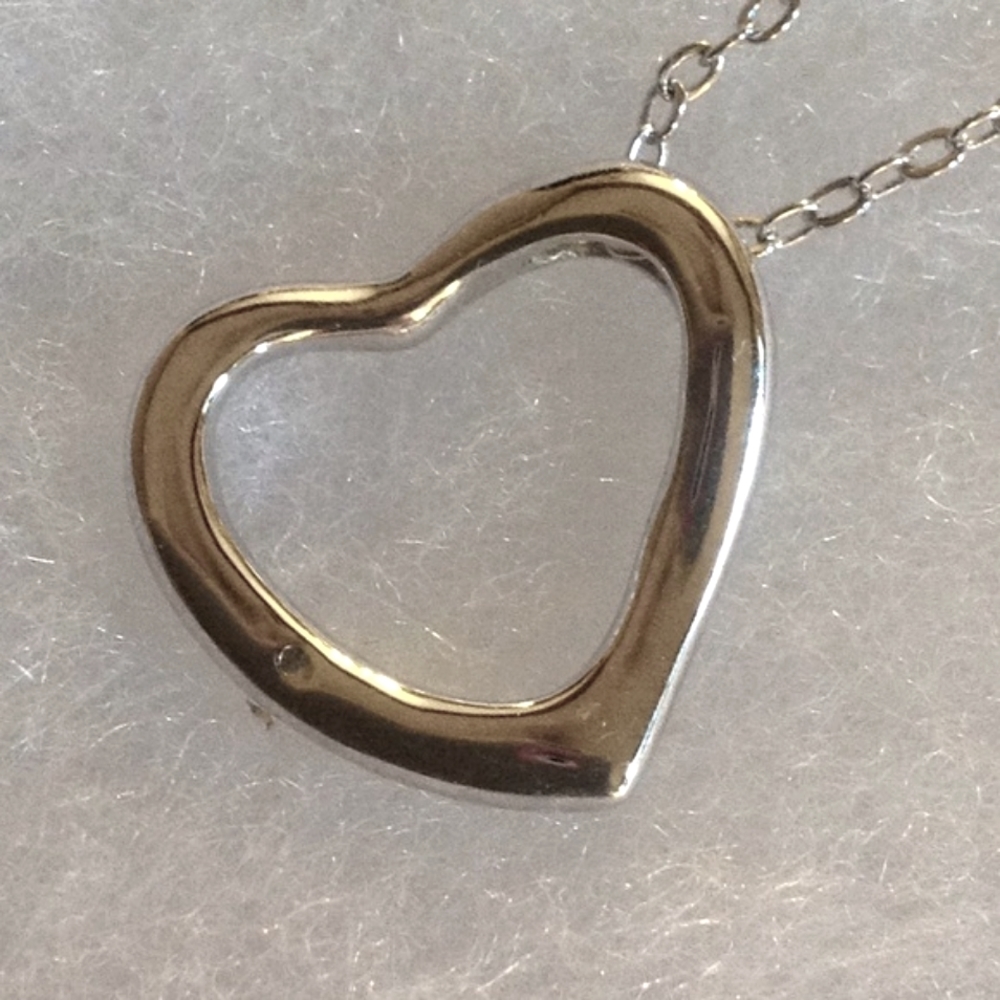 Sterling Silver Slide Heart Pendant & Chain 925